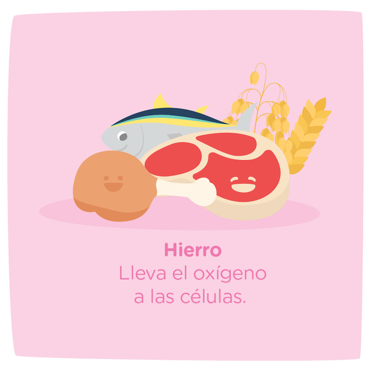 Una alimentación rica en hierro ayuda a llevar oxígenos a las células