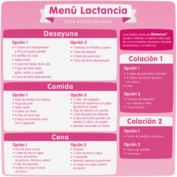 Menú lactante