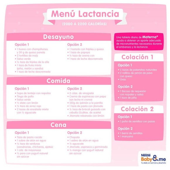 Menú para lactantes Menú para lactantes